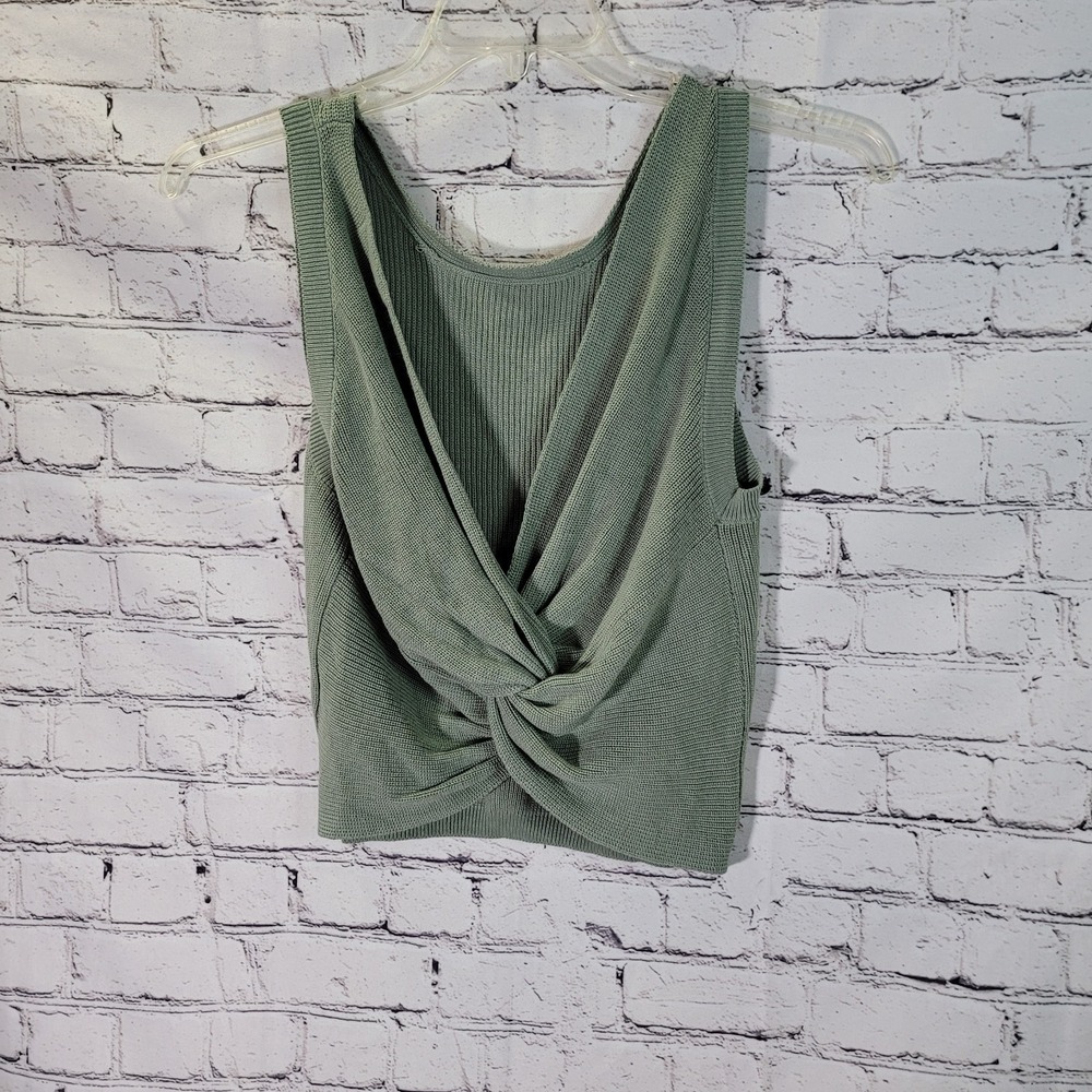 By Together, Green Back Knotted Sleevless Sweater Size Small